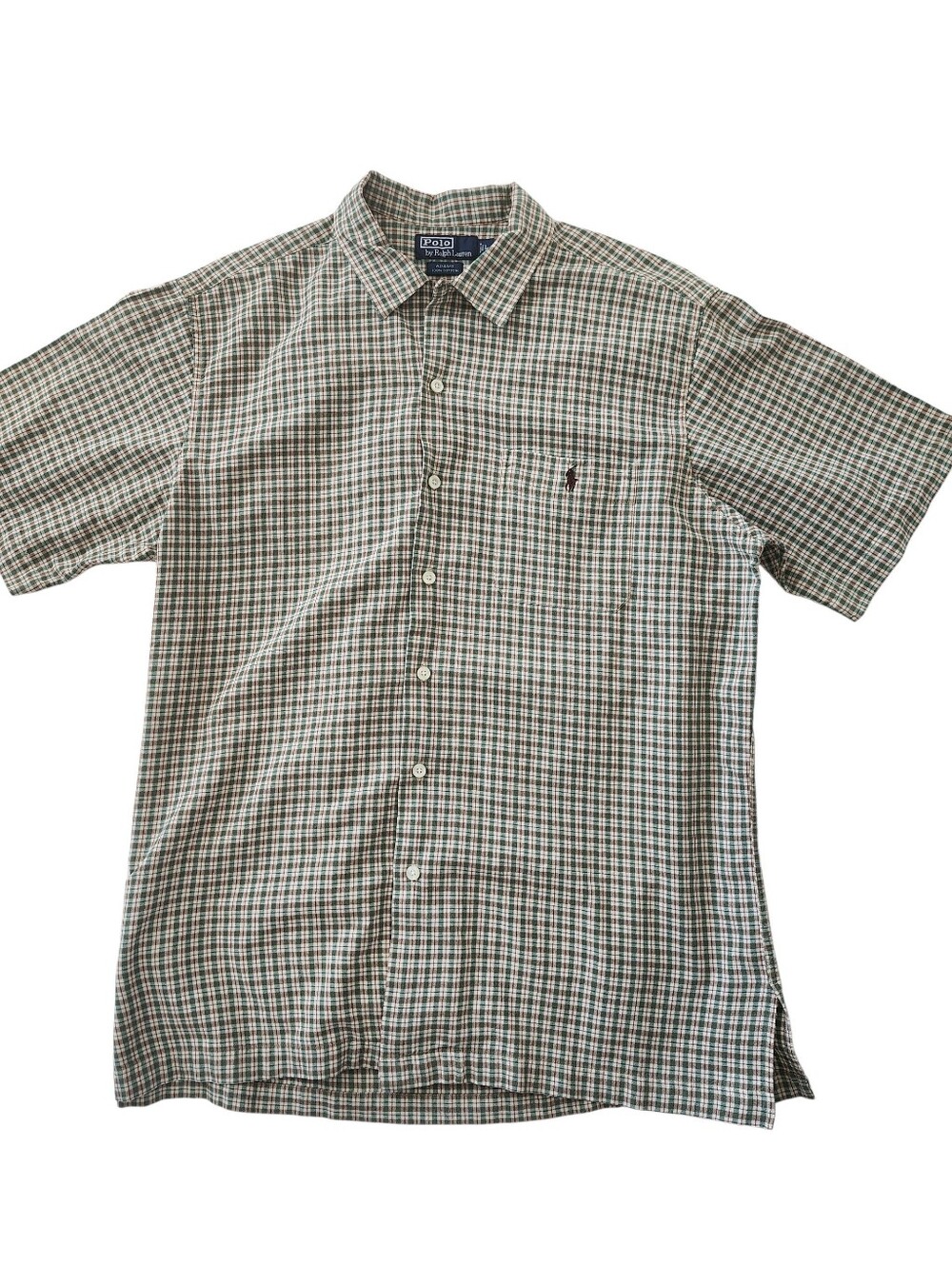 Vintage Polo Ralph Lauren Adams Mens Plaid Short Sleeve Button Down Shirt Lg 90s
